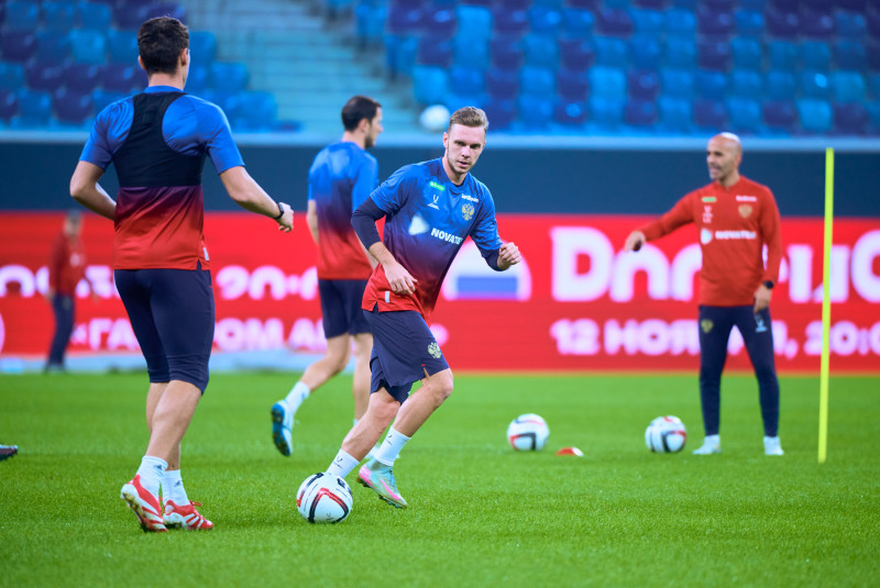 Тренировка сборной России перед матчем со сборной Перу