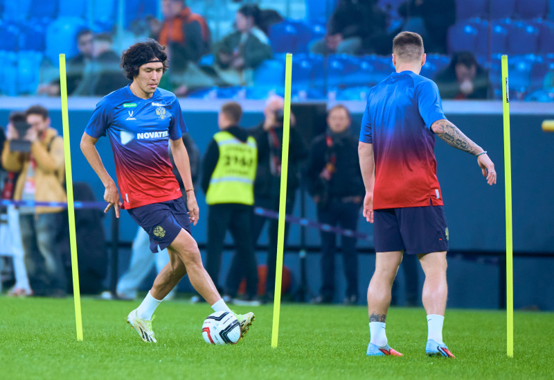 Тренировка сборной России перед матчем со сборной Перу