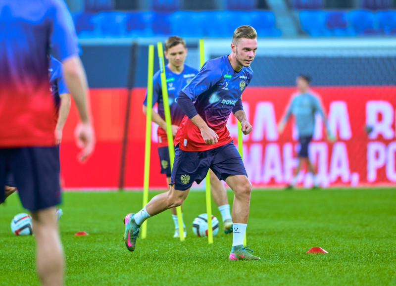 Тренировка сборной России перед матчем со сборной Перу