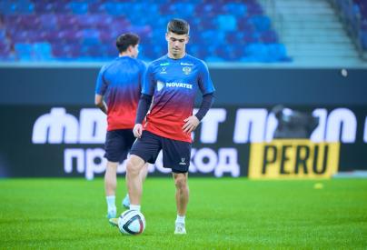 Тренировка сборной России перед матчем со сборной Перу