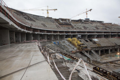 Строительство стадиона на  Крестовском острове: октябрь 2013