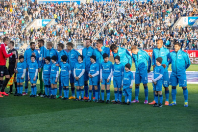 Слабовидящие дети вывели игроков «Зенита»  на матче  «Зенит» — «Спартак»