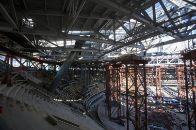 Строительство стадиона на Крестовском острове: Август 2015 года
