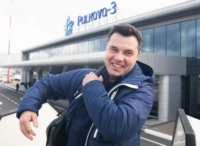 Команда «Зенит» в «Пулково» перед вылетом на матч со «Спартаком»