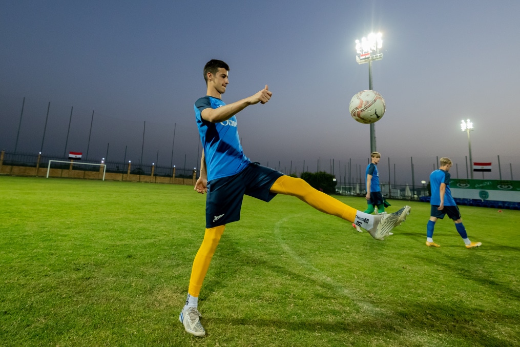 Тренировка молодежной команды «Зенит» перед матчем с ФК «Аль-Иттихад»