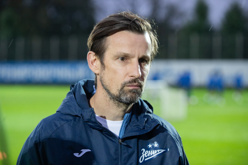 Сергей Семак на пресс-брифинге перед матчем с «Кайратом»