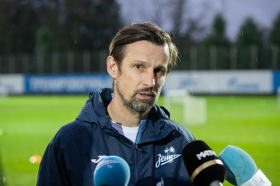 Сергей Семак на пресс-брифинге перед матчем с «Кайратом»