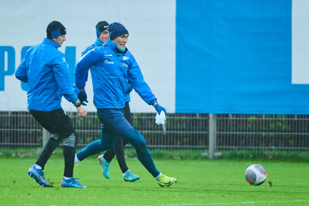 Тренировка «Зенита» перед выездом на кубковый матч с «Ахматом»