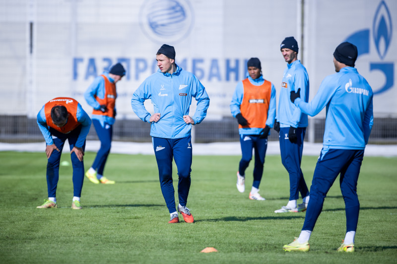Тренировка основного состава «Зенита» перед матчем со «Спартаком»