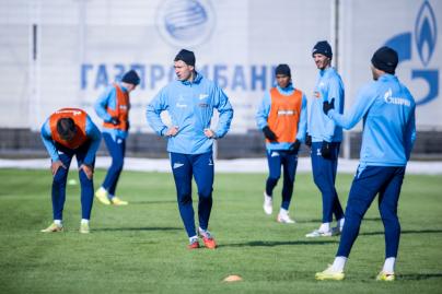 Тренировка основного состава «Зенита» перед матчем со «Спартаком»